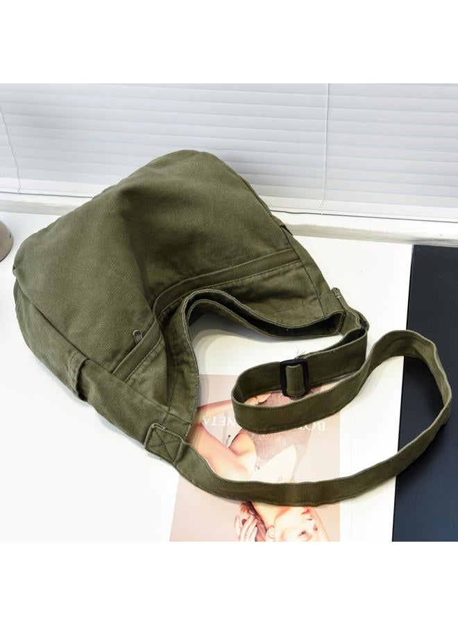 DAINAOTM Canvas Hobo Crossbody Shoulder Tote Bag for Women and Men Large Purse Messenger Bag Travel Work Shopping, 0-cs Army Green, Large, Canvas Tote Bag Large Hobo Crossbody Shoulder Bags for Women - Image 4