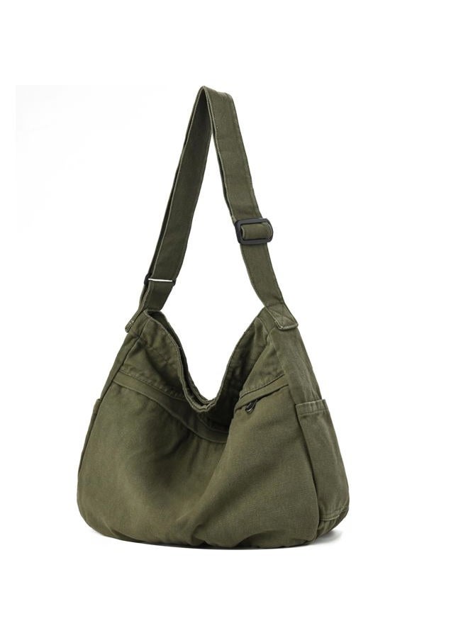 DAINAOTM Canvas Hobo Crossbody Shoulder Tote Bag for Women and Men Large Purse Messenger Bag Travel Work Shopping, 0-cs Army Green, Large, Canvas Tote Bag Large Hobo Crossbody Shoulder Bags for Women - Image 1