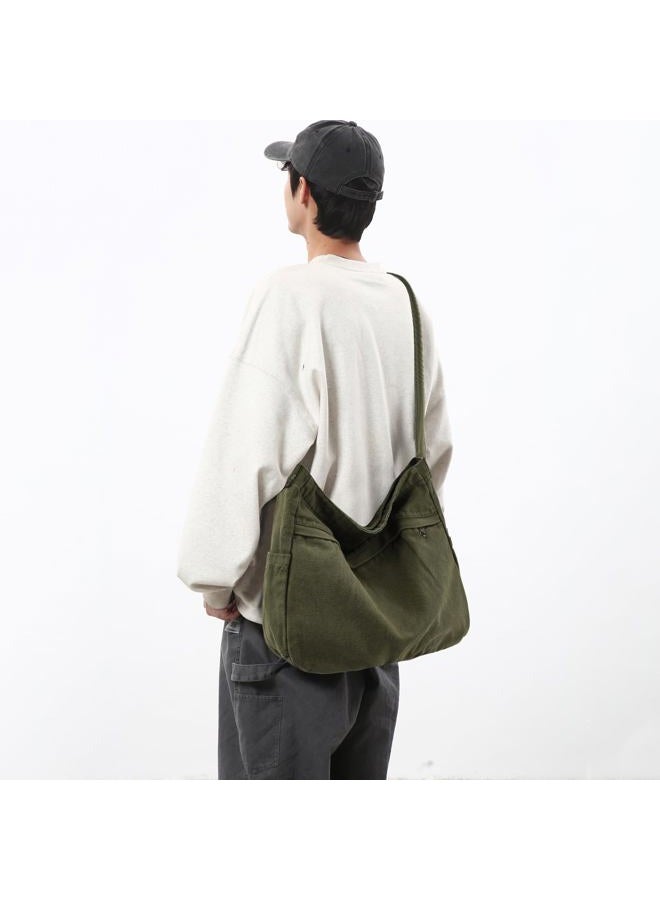 DAINAOTM Canvas Hobo Crossbody Shoulder Tote Bag for Women and Men Large Purse Messenger Bag Travel Work Shopping, 0-cs Army Green, Large, Canvas Tote Bag Large Hobo Crossbody Shoulder Bags for Women - Image 3