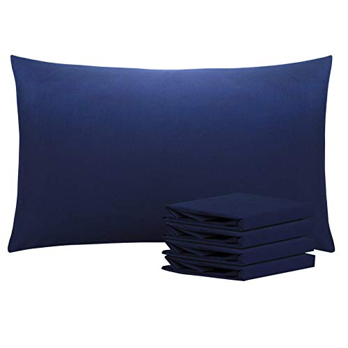 NTBAY Queen Pillowcase Set  4 Pack Brushed Microfiber 20x30 Pillowcases  Soft WrinkleFree FadeResistant StainResistant Navy Blue Pillowcases with Envelope Closure  20x30 Inches Navy Blue