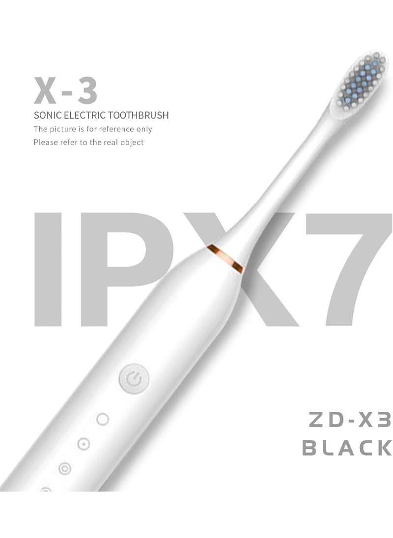 Sonic Electric Toothbrushes,USB Rechargeable Ultrasonic Tooth Brush with 4 Brush Heads 6 Cleaning Modes and Smart Timer IPX7 Waterproof Cleaning Toothbrushes for Adults and Kids