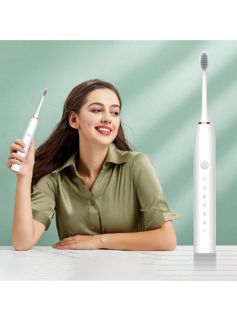 Sonic Electric Toothbrushes,USB Rechargeable Ultrasonic Tooth Brush with 4 Brush Heads 6 Cleaning Modes and Smart Timer IPX7 Waterproof Cleaning Toothbrushes for Adults and Kids