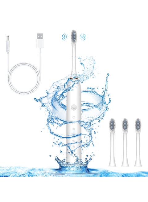Sonic Electric Toothbrushes,USB Rechargeable Ultrasonic Tooth Brush with 4 Brush Heads 6 Cleaning Modes and Smart Timer IPX7 Waterproof Cleaning Toothbrushes for Adults and Kids