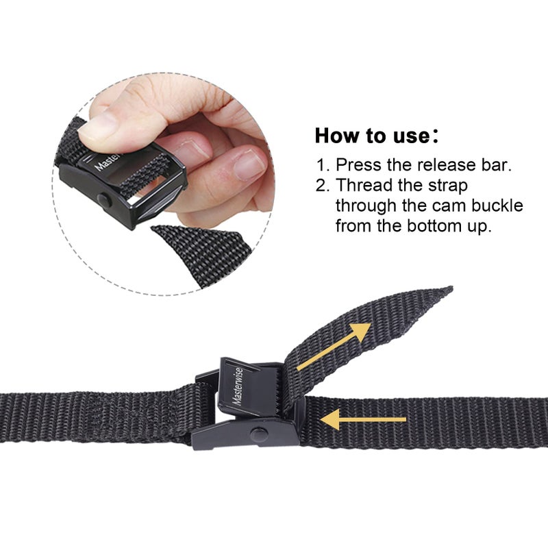 Masterwise Lashing Strap With Cam Buckles  Cinch Strap With Adjustable Buckle Tie Down Straps For Securing (3' X 0.75"") - Image 5