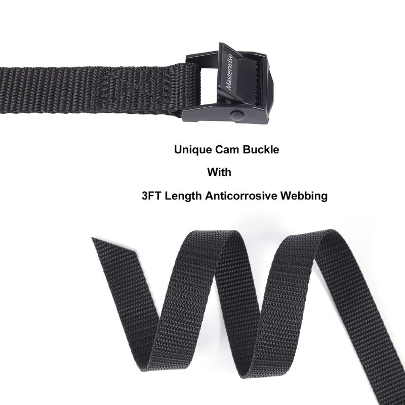 Masterwise Lashing Strap With Cam Buckles  Cinch Strap With Adjustable Buckle Tie Down Straps For Securing (3' X 0.75"") - Image 3