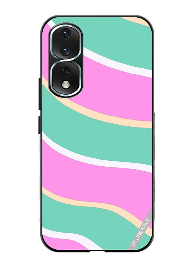 VR CREATIVE Protective Case Cover For Honor 80 Pro Diagonal Groovy Liquid Swirl Stripe Pattern In Green, Purple, And Pink Color Design Multicolour - Image 1