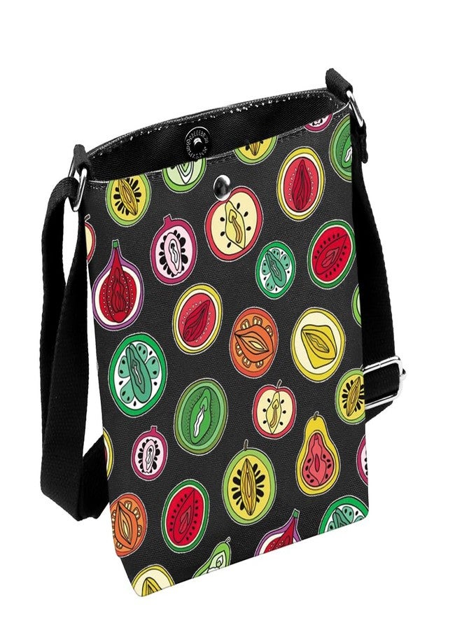 MNIGIU Funny Feminine Fruit Gift Fruit Vagina Crossbody Bag Vulva Fruit Gift Sliced Fruit Gift OBGYN Gift For Feminist (Fruit Black) - Image 1