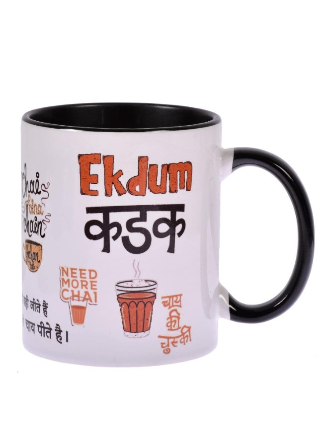 TAJNAN Chai Lover’s Ceramic Mug – “Ekdum Kadak” Quote Design -“Need More Chai”-Chai Lover Graphics– Fun Tea Cup for Desi Vibes – Perfect for Tea Lovers & Gifting- 11ozCeramic is non-porous and won’t absorb stains or odours, making for extra easy cleaning - Image 5