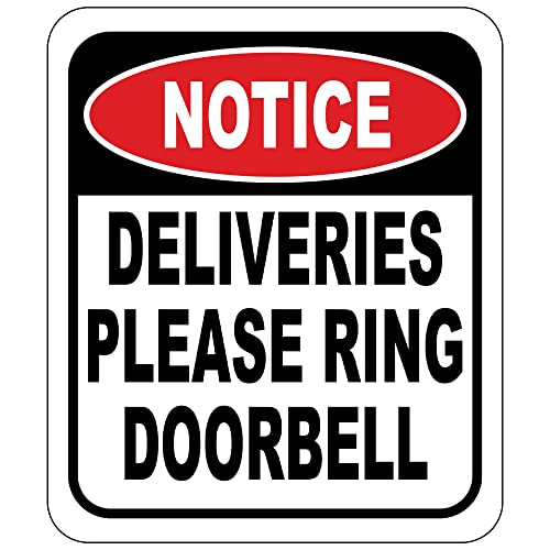 Work House Signs Notice Deliveries Please Ring Doorbell Aluminum Composite Sign -8.5"x10" Delivery Instructions for My Packages - Indoor Outdoor Aluminum Composite - Image 1