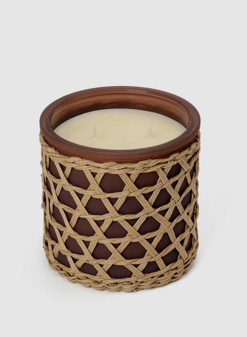 French Connection Woven Detail Brown Black Cherry & Cedarwood  Candle 425G - Image 3