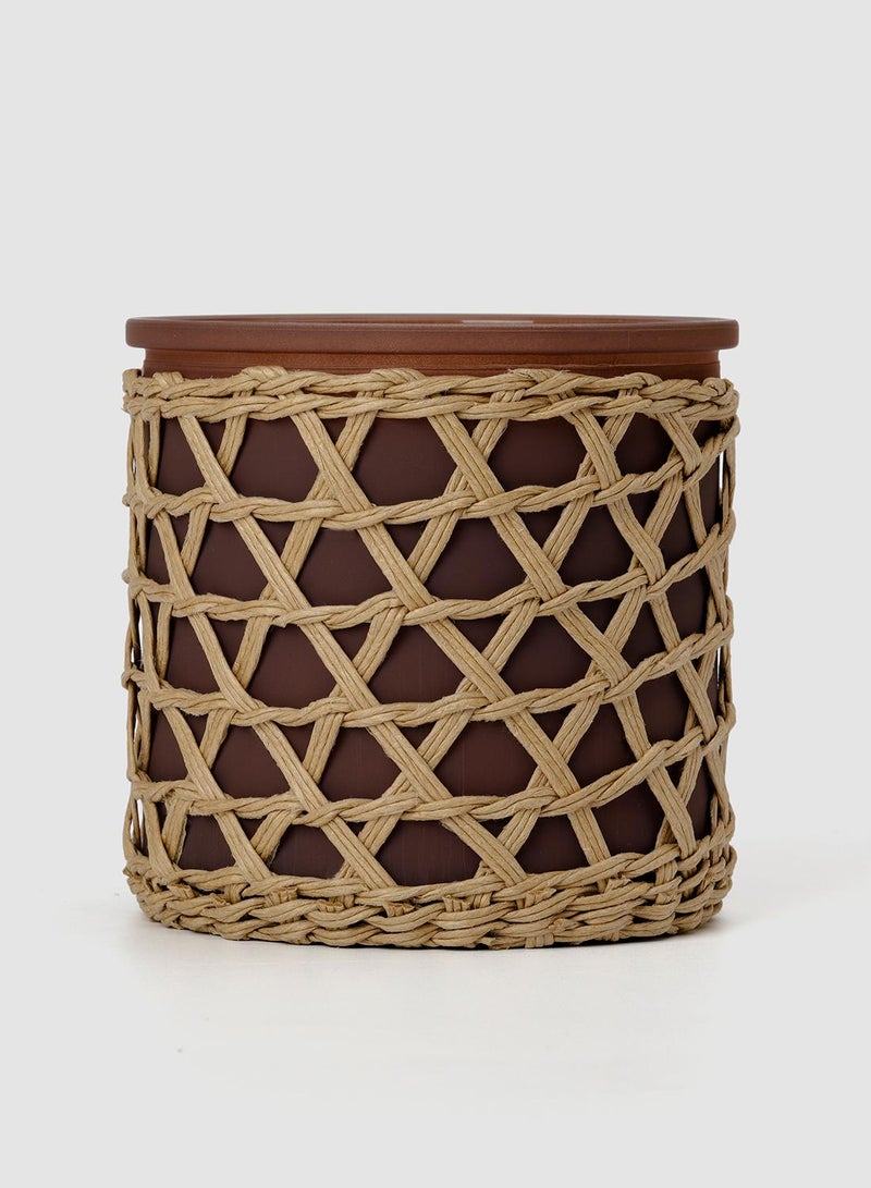 French Connection Woven Detail Brown Black Cherry & Cedarwood  Candle 425G - Image 2