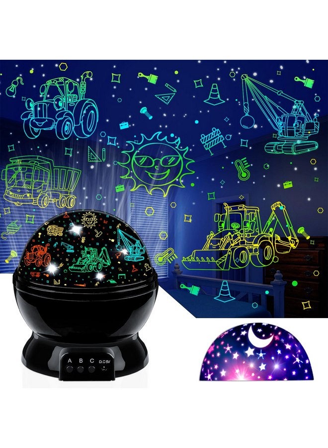 MOKOQI Car Truck Night Light Projector Toys for Boys Age 3-5 Toddler Tractor Nightlights 360 Degree Rotation with 17 Colors Changing Baby Ceiling Light Projector for Boys Girls Bedroom Decoration - Image 1