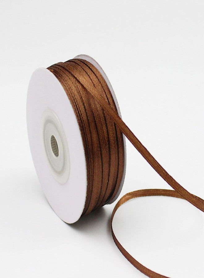 Capesaro Brown Ribbon - 1/8 inch x 100 Yards Double Face Solid Color Thin Satin Ribbon for Gift Wrapping Flowers Bouquet Baby Hair Accessories Wedding Birthday - Image 1