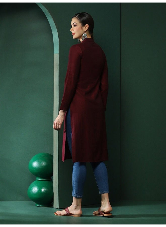 AKS Wine Sweetheart Neck Kurta  - Image 5