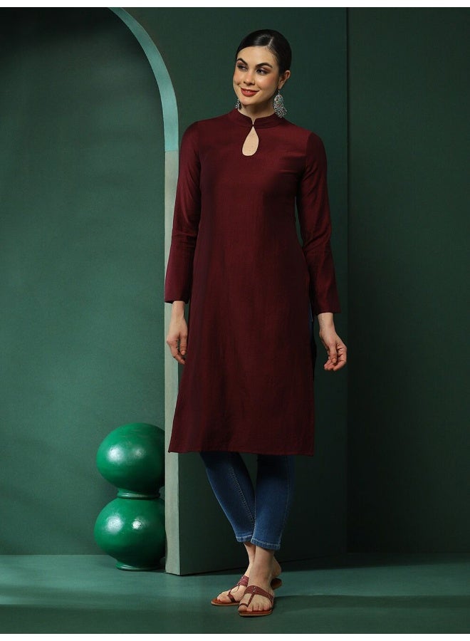 AKS Wine Sweetheart Neck Kurta  - Image 4