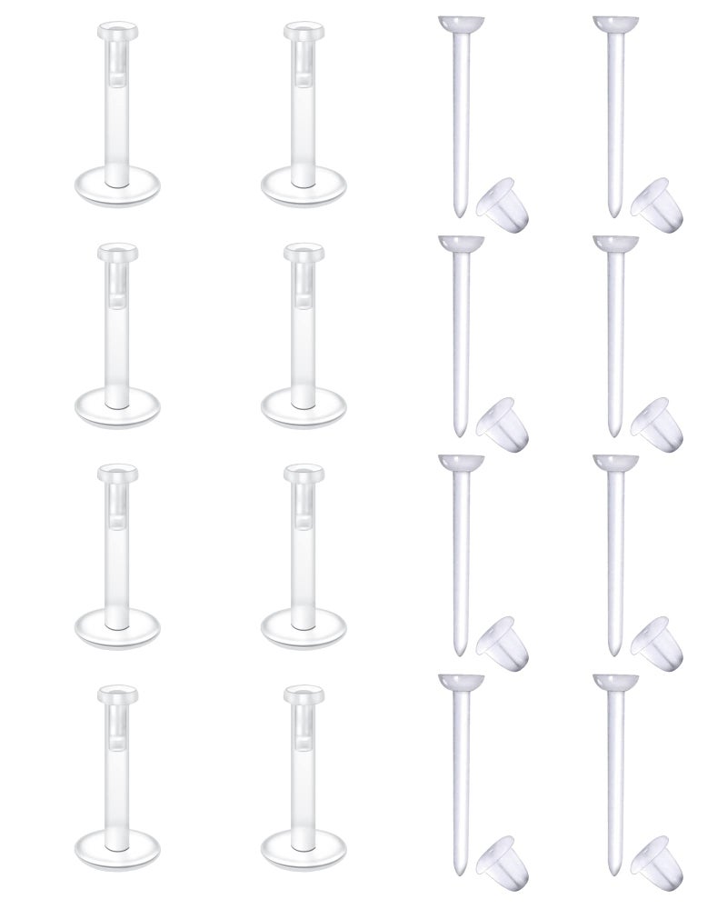 Modrsa 16G 20G Clear Cartilage Earrings Stud Plastic Earrings Lip Rings Push On Plastic Medusa Labret Piercing Retainer Flat Labret Lip Retainers For Work Sports Surgery - Image 1