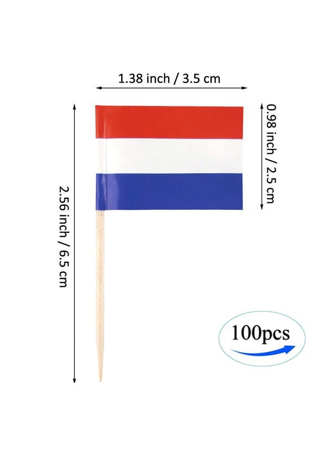 QQSD 100 Pcs Netherlands Flag Toothpicks, Holland Cupcake Toppers Decorations, Mini Dutch Cocktail Pick Sticks, Cake Topper Picks - Image 2