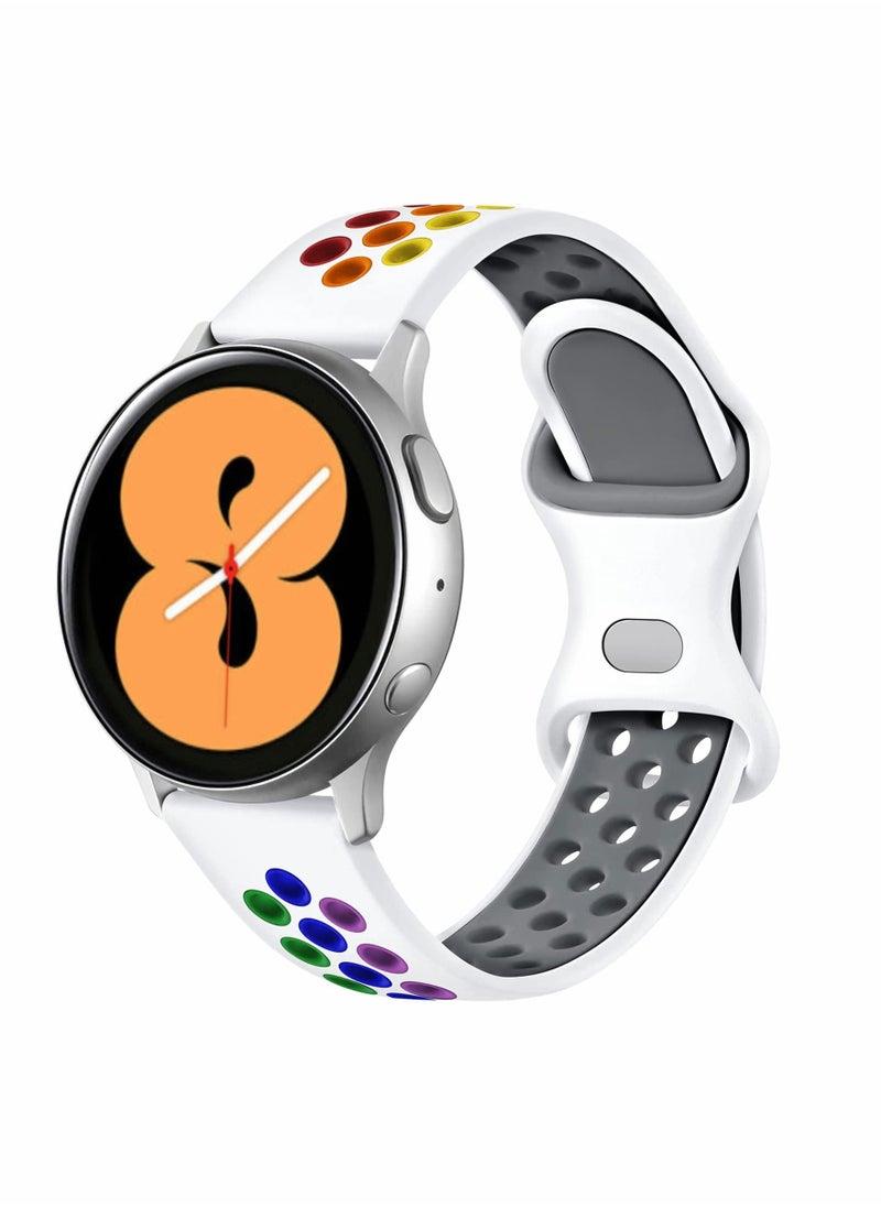 Y&D Compatible for Samsung Galaxy Watch Active 2 Bands/Galaxy 4 Band & 5 40mm 44mm/ Pro Bands 45mm, Soft Silicone 20mm Sport Strap Men Women, White Large  - Image 1