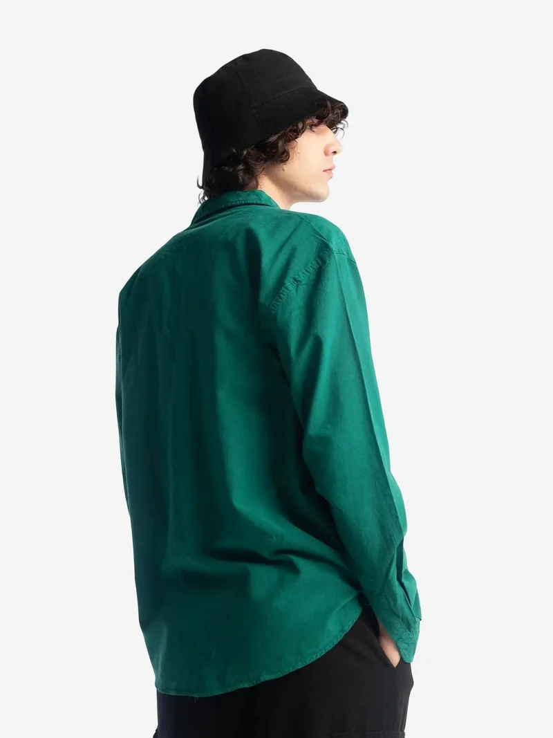 Giesto Green GIESTO Linen Blend Long Sleeve Button-Up Shirt for Men | Best Price UAE