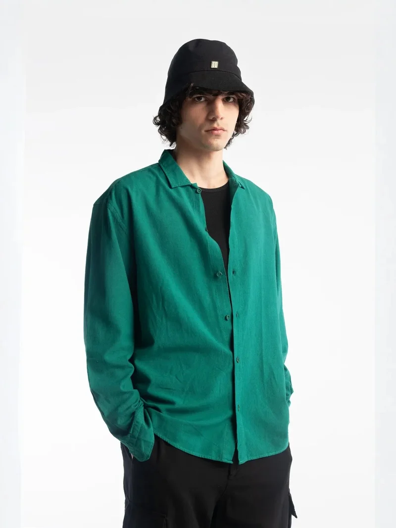Giesto GIESTO Linen Blend Long Sleeve Button-Up Shirt