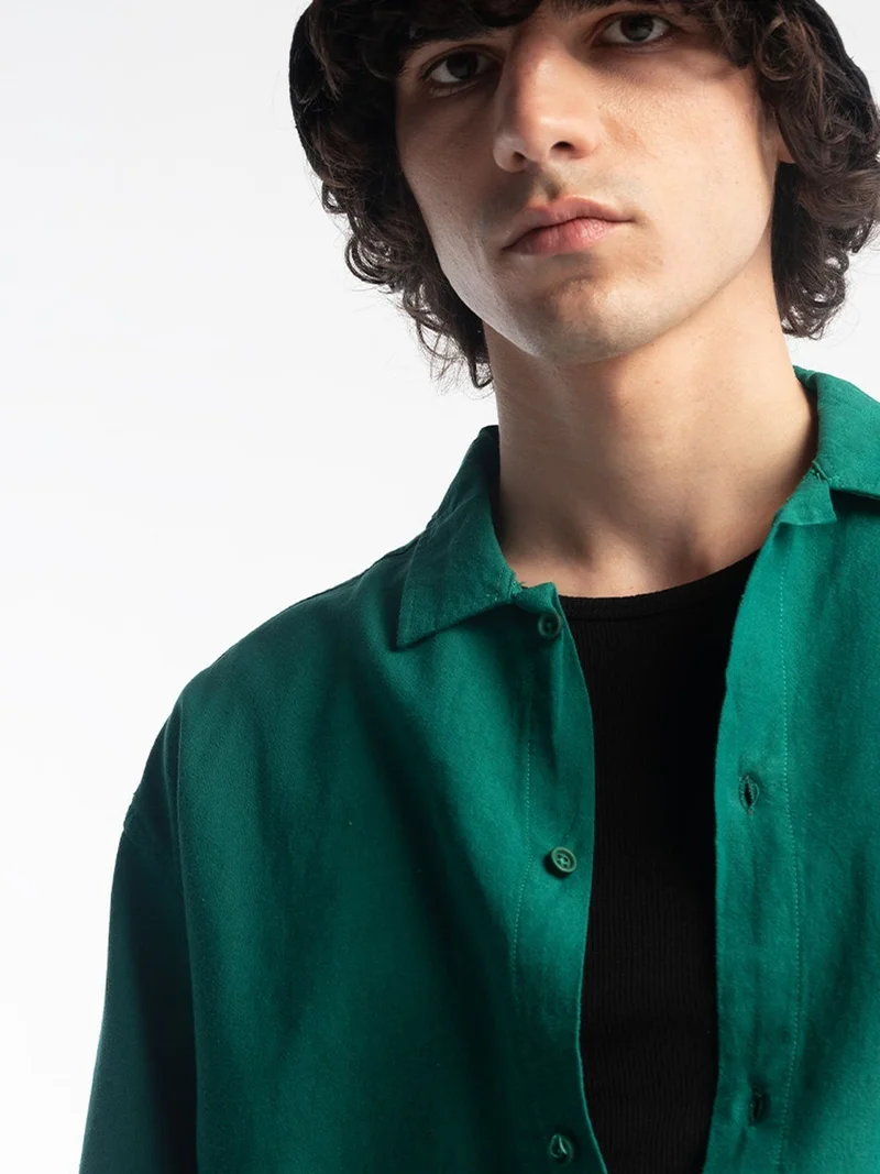 Giesto GIESTO Linen Blend Long Sleeve Button-Up Shirt