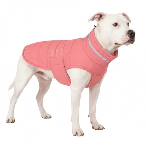 Mklhgty Waterproof Dog Coat for Medium and Large Dogs, Warm Dog Winter Jacket, Reflective Windproof Turtleneck Coats with Adjustable Hook & Loop - Pink02 - L - Image 1