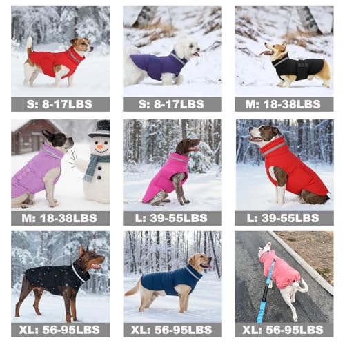Mklhgty Waterproof Dog Coat for Medium and Large Dogs, Warm Dog Winter Jacket, Reflective Windproof Turtleneck Coats with Adjustable Hook & Loop - Pink02 - L - Image 2