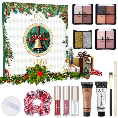 PASNOWFU Makeup Advent Calendar 2025 for Women Teens Girl Surprise 12 Days Christmas Countdown Boxes 2025 Xmas Countdown Calendar Cosmetic Thanksgiving Holiday Starter Makeup Set with Eyeliner Lip oil - Image 1