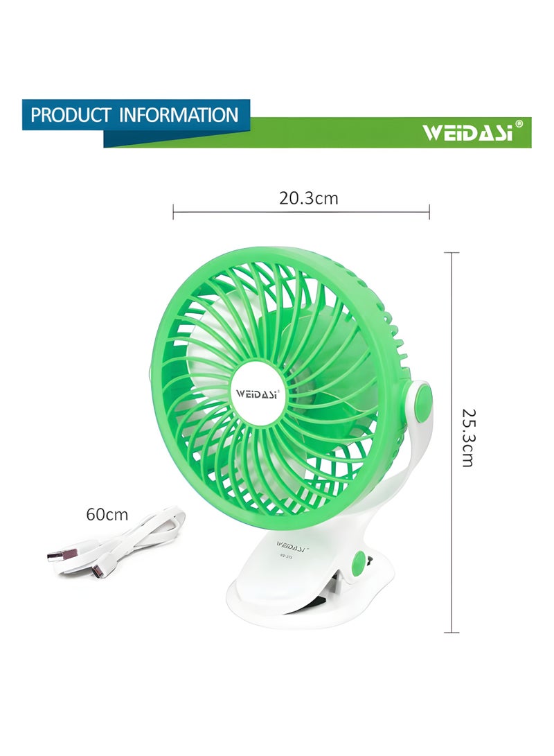 WEIDASI Rechargeable Fan – 7.5-Inch Portable Clip Fan with 2600 RPM Speed & 360° Rotation,WD-225 - Image 3