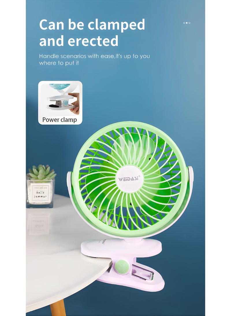 WEIDASI Rechargeable Fan – 7.5-Inch Portable Clip Fan with 2600 RPM Speed & 360° Rotation,WD-225 - Image 4
