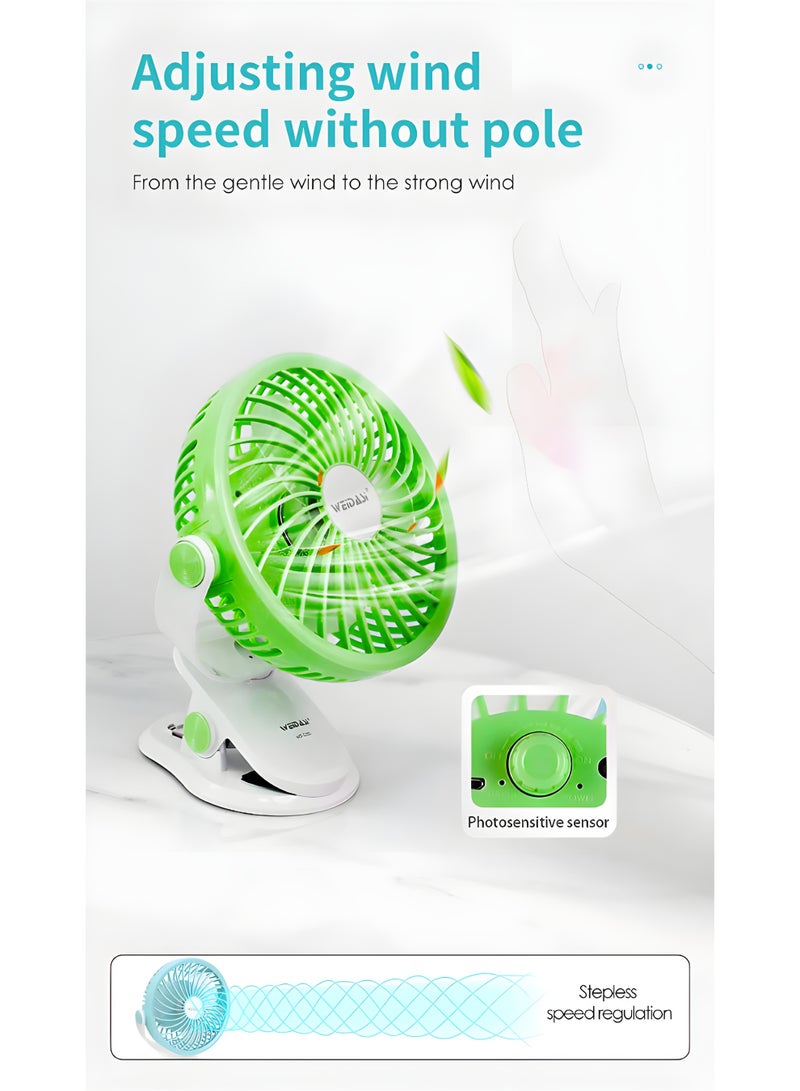 WEIDASI Rechargeable Fan – 7.5-Inch Portable Clip Fan with 2600 RPM Speed & 360° Rotation,WD-225 - Image 5