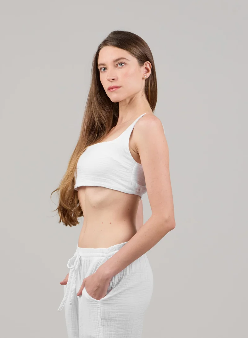 Just Nature White Square Neck Cropped Top for Women | Best Price UAE