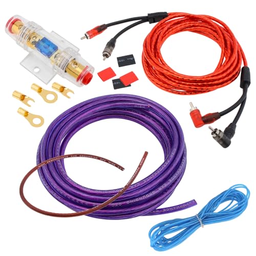 DriSentri 1 Set 8 Gauge Car Audio Amplifier Wiring Kit with Fuse Suit Subwoofer Power Amplifier AMP Installation Cable Kit - Image 1