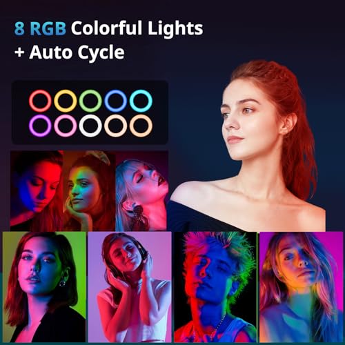 UBeesize 12” RGB Selfie Ring Light with 62” Extendable Tripod Stand & Remote, LED Light with Phone Holder for Video Recording/Makeup/Content Creator (YouTube/TikTok/Twitch), Phone, Camera & Webcam - Image 3