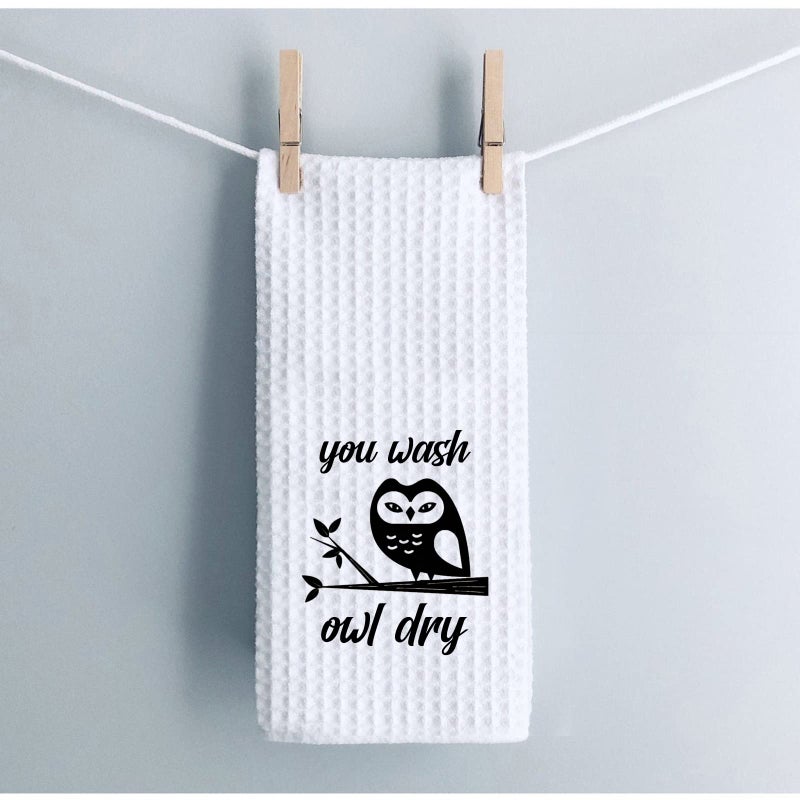WCGXKO Owl Lover Gift Owl Kitchen Decor Housewarming Gift You Wash Owl Dry Dish Towel Kitchen Towels Tea Towel (You wash owl Dry) - Image 3