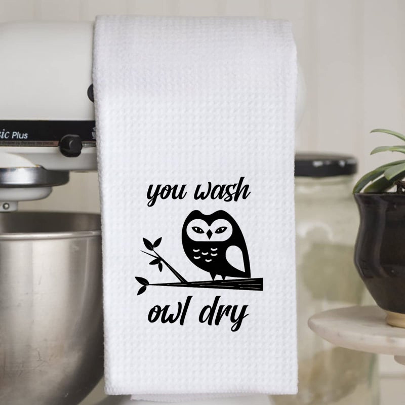 WCGXKO Owl Lover Gift Owl Kitchen Decor Housewarming Gift You Wash Owl Dry Dish Towel Kitchen Towels Tea Towel (You wash owl Dry) - Image 4