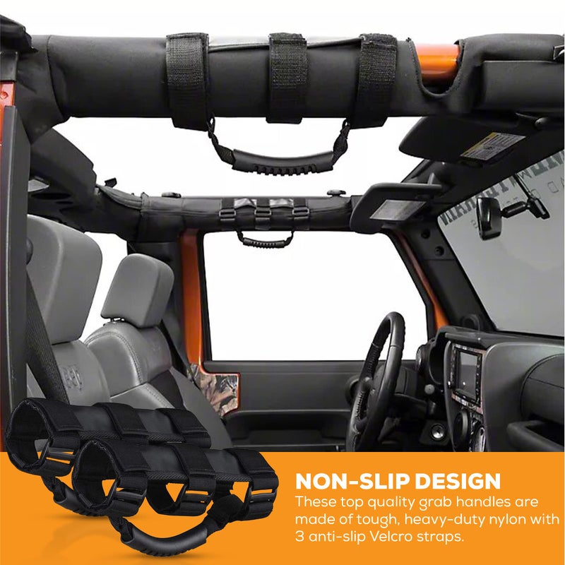 ORYX AUTO Roll Bar Grab Handles 2 Pack for ATV, UTV, 1987-2021 Jeep Wrangler CJ YJ TJ LJ JK JL - Premium Quality Roll Bar Accessories - Image 4