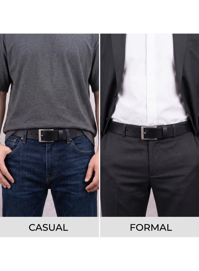 Classic Milano Black (ZTF40MM-Smoke) Classic Milano Genuine Leather Belt Men - Semi-Casual Men's Belts & Party Wear Belt, Casual Outfits, Gifts - Black & Brown Men’s Leather Belt for Men for Men | Best Price UAE
