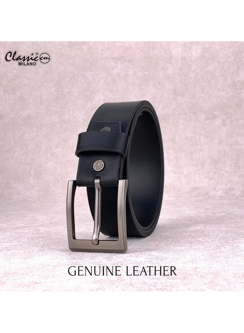 Classic Milano Black (ZTF40MM-Smoke) Classic Milano Genuine Leather Belt Men - Semi-Casual Men's Belts & Party Wear Belt, Casual Outfits, Gifts - Black & Brown Men’s Leather Belt for Men for Men | Best Price UAE
