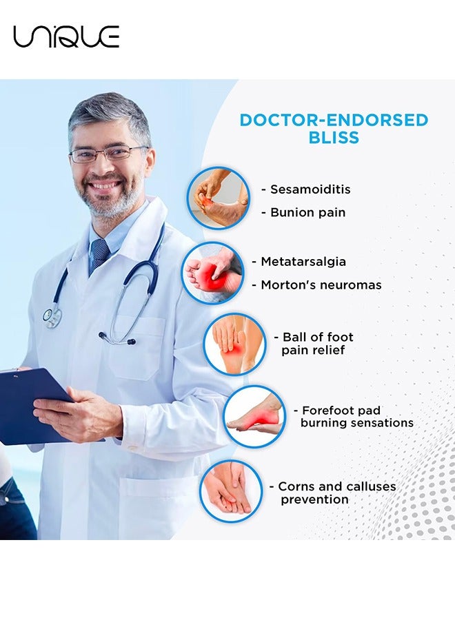 يونيك حشوات أكمام مشط القدم مع وسادات جل - 2 قطعة - كرة سفلية فورية لدعم القدم لتخفيف الآلام - حشوة ناعمة - مساعدة ألم مشط القدم ، ورم عصبي ، التهاب السمسم ، نعل رجالي ، نساء (أسود ، L) - Image 3