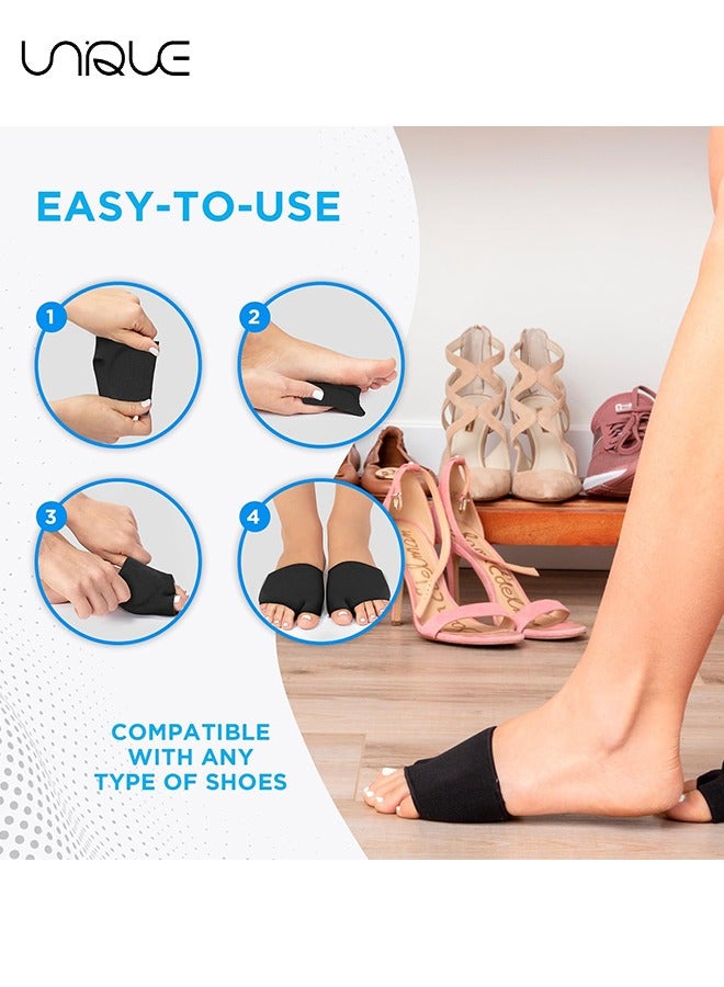 يونيك حشوات أكمام مشط القدم مع وسادات جل - 2 قطعة - كرة سفلية فورية لدعم القدم لتخفيف الآلام - حشوة ناعمة - مساعدة ألم مشط القدم ، ورم عصبي ، التهاب السمسم ، نعل رجالي ، نساء (أسود ، L) - Image 5