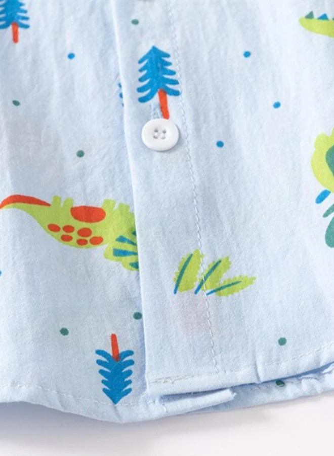 YUNIQEE Blue Collared Long Sleeve Printed Shirt