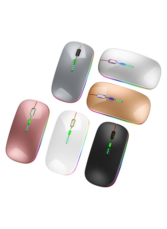 Generic Bluetooth Dual-mode Wireless Mouse Charging Silent Power Display Office Gaming Glowing Mouse For Digital Computer Use-Color:2.4g Single Mode Luminous + Power Display Extreme Edition-Rose Gold  - Image 2