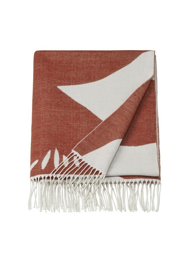 erorex Throw, orange/floral pattern, 130x170 cm - Image 1