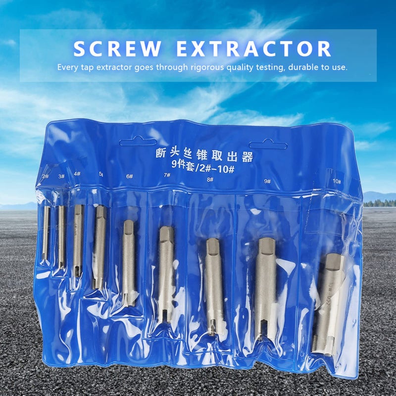 Walfront 9 Pcs Tap Extractor Set 3/4 Flute Broken Head Screw Remover - Image 4