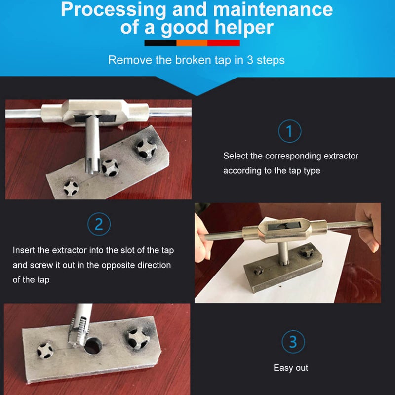 Walfront 9 Pcs Tap Extractor Set 3/4 Flute Broken Head Screw Remover - Image 5