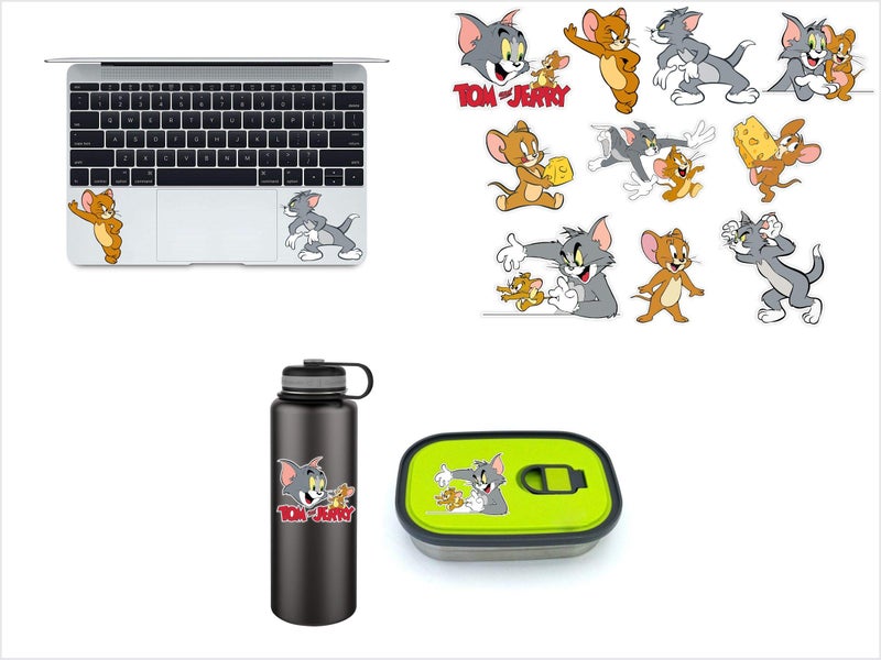DivineDesigns Tom & Jerries Stickers | Vinyl Waterproof Stickers for Kids, Scrapbooking, waterbottles, Electronic Gadgets (Pack of 10 Plus Stickers) - Image 2
