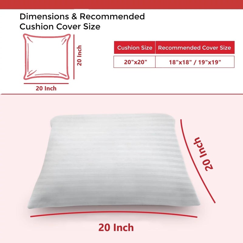 VLYSIUM وسادة صوفا فاخرة مربعة VLYSIUM Perfect Sleeper 20x20 بوصة من ألياف البوليستر مجموعة من 4 (بيضاء) - Image 3
