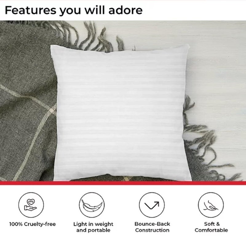 VLYSIUM وسادة صوفا فاخرة مربعة VLYSIUM Perfect Sleeper 20x20 بوصة من ألياف البوليستر مجموعة من 4 (بيضاء) - Image 2