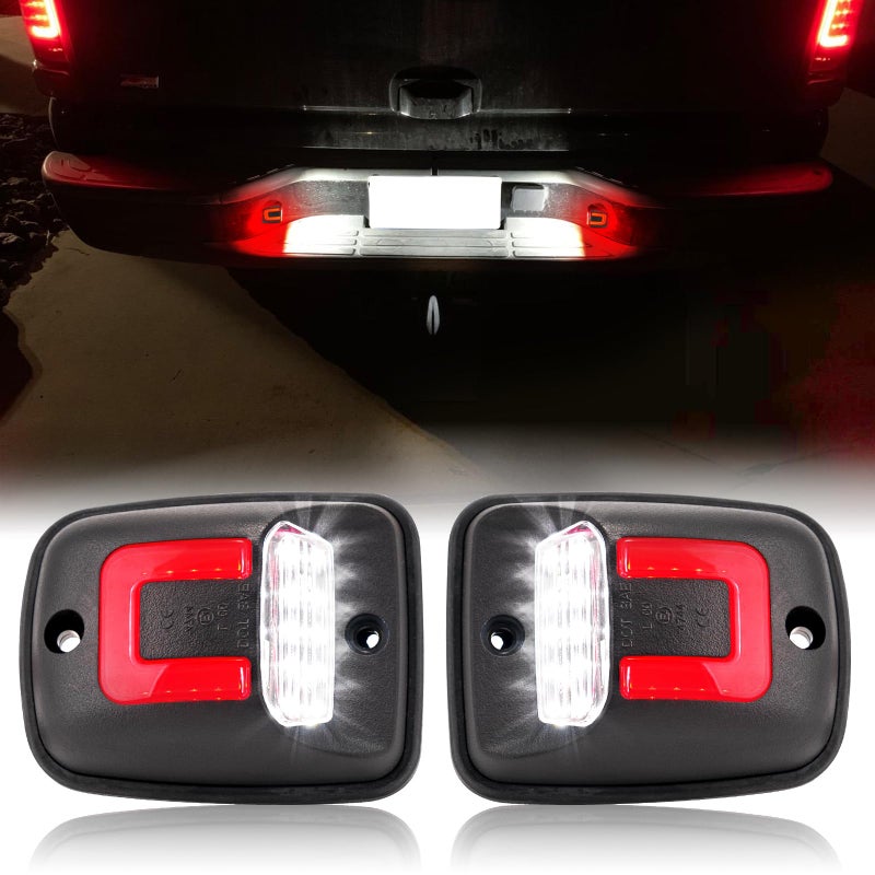 RF Auto 12SMD LED License Plate Light Replacement for Tacoma 19952004 Pickup Truck Red OLED Neon Tube Lamp Error Free Xenon Pure White Tag Lamp Assembly Rear Running Lamps Smoked Lens